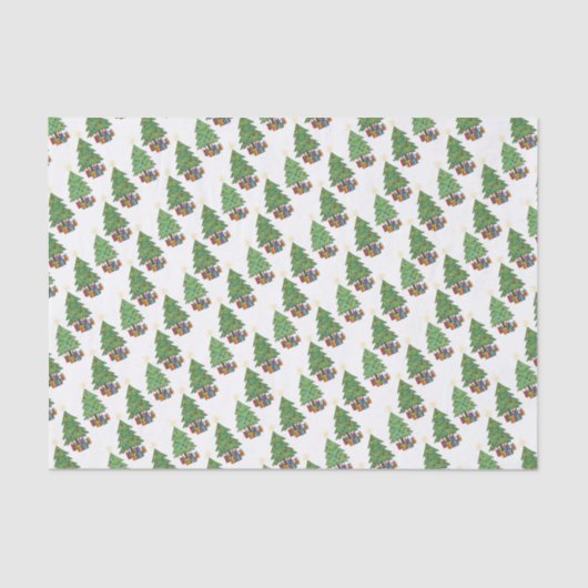 Star-topped Christmas Trees and Gifts Pattern Tissuepapier (Voorkant)