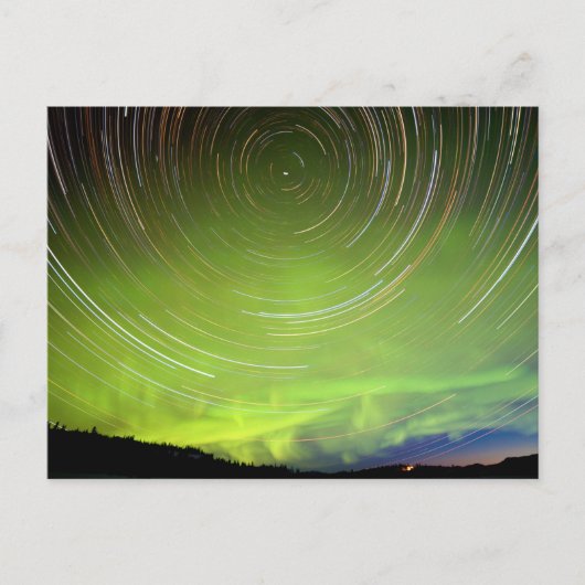 Star Trails en Northern Lights Aurora borealis Briefkaart (Voorkant)
