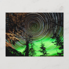 Star Trails en Northern Lights Aurora borealis Briefkaart