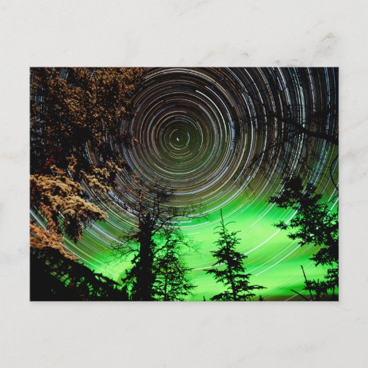Star Trails en Northern Lights Aurora borealis Briefkaart (Voorkant)