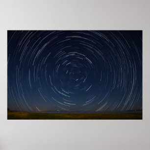 Star Trails Over Lake Huron in St Ignace, MI Poster