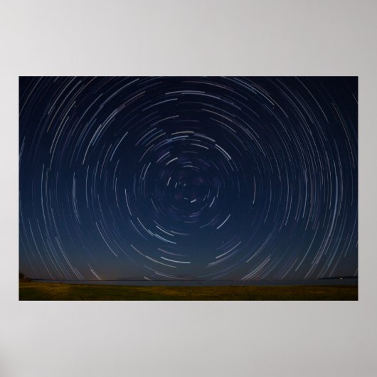 Star Trails Over Lake Huron in St Ignace, MI Poster (Voorkant)