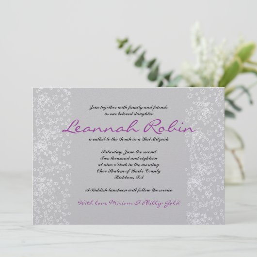 STAR TREE Bar Bat Mitzvah Uitnodiging (Staand voorkant)