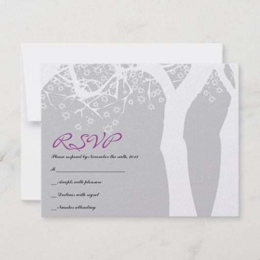 STAR TREE Bar Bat Mitzvah Uitnodigingskaart RSVP Kaartje (Voorkant)