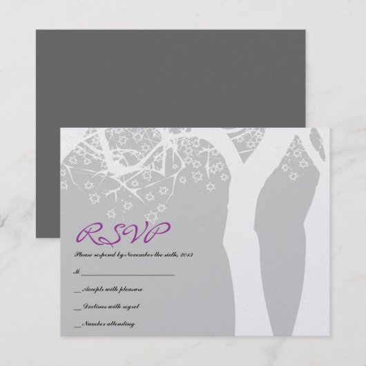 STAR TREE Bar Bat Mitzvah Uitnodigingskaart RSVP Kaartje (Voorkant / Achterkant)