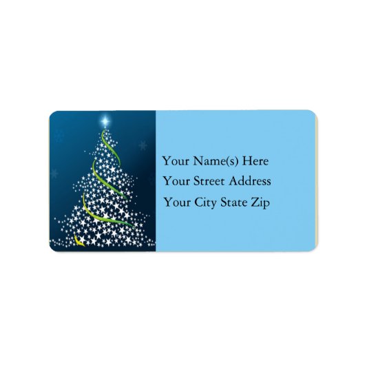 Star Tree in Blue Address Label (Voorkant)