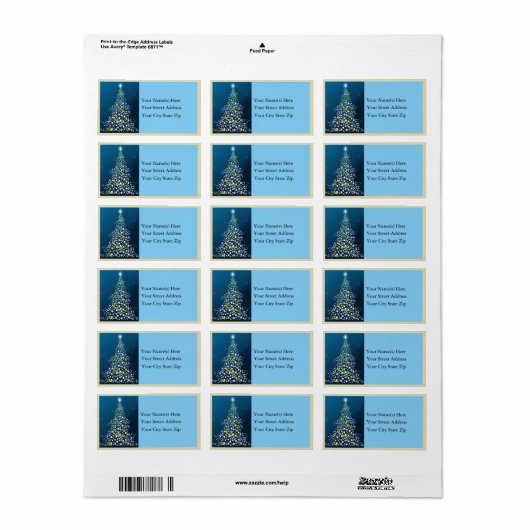 Star Tree in Blue Address Label (Full Sheet)