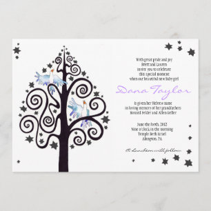 Star Tree Jewish Baby Naming Invitation Hebreeuws Kaart