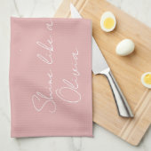 Star Trio in Roze & Wit met boodschap en naam Theedoek (Quarter Fold)