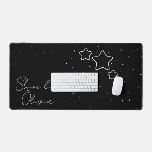 Star Trio in zwart-wit met boodschap en naam Bureaumat (Keyboard & Muis)
