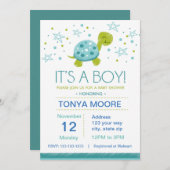 Star Turtle Baby shower Invitation Kaart (Voorkant / Achterkant)