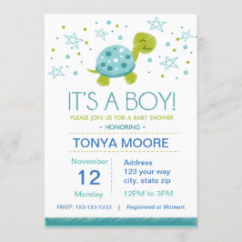 Star Turtle Baby shower Invitation Kaart