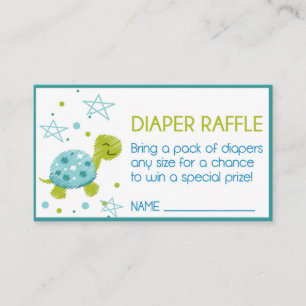 Star Turtle Baby shower Luier Raffle Informatiekaartje