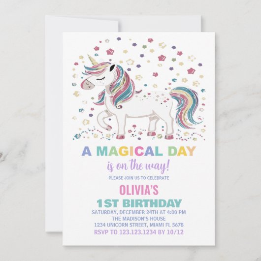 Star Unicorn Birthday Kaart (Voorkant)