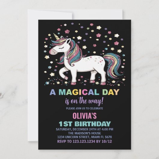 Star Unicorn Birthday Kaart (Voorkant)