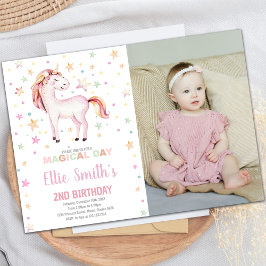 Star Unicorn Birthday Uitnodigingen met foto