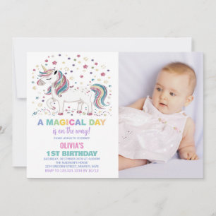 Star Unicorn Birthday Uitnodigingen met foto