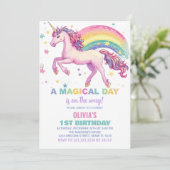 Star Unicorn Rainbow Verjaardagsuitnodigingen Kaart (Staand voorkant)