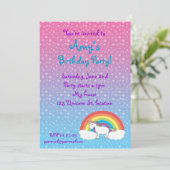 Star unicorn verjaardagsuitnodiging kaart (Staand voorkant)