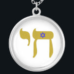 STAR VAN DAVID EN LEVEN ZILVER VERGULDEN KETTING<br><div class="desc">2 JEWISH SYMBOLEN</div>