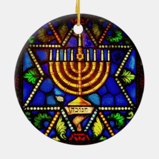 STAR VAN DAVID EN MENORAH KERAMISCH ORNAMENT (Achterkant)