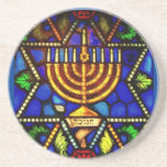 STAR VAN DAVID EN MENORAH SANDSTONE ONDERZETTER<br><div class="desc">FOTO</div>
