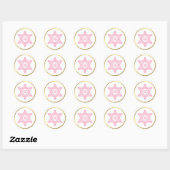 STAR VAN DAVID goudcirkel roze monogram logo Ronde Sticker (Vel)