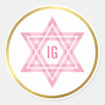 STAR VAN DAVID goudcirkel roze monogram logo