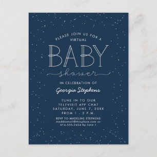 Star Virtual baby shower navy-briefkaart Briefkaart