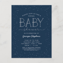 Star Virtual baby shower navy-briefkaart Briefkaart