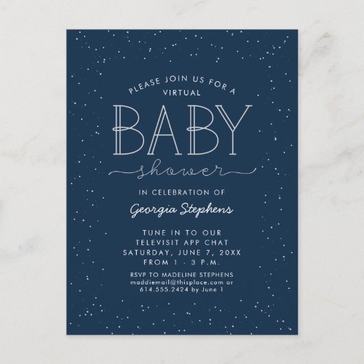 Star Virtual baby shower navy-briefkaart Briefkaart (Voorkant)