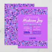 STAR WALL Bar Bat Mitzvah Invitation Lavender Kaart (Voorkant / Achterkant)