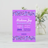 STAR WALL Bar Bat Mitzvah Invitation Lavender Kaart (Staand voorkant)