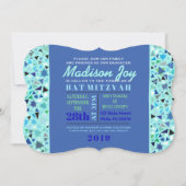 STAR WALL Bar Bat Mitzvah Uitnodiging Aqua (Voorkant)