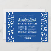 STAR WALL Bar Bat Mitzvah Uitnodiging in blauw (Voorkant)