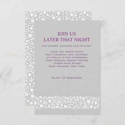 STAR WALL Joodse Bruiloft Receptie Party Kaart (Voorkant / Achterkant)