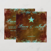 Star Wedding Invitation  Brown Blue Kaart (Voorkant / Achterkant)