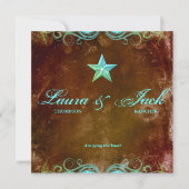 Star Wedding Invitation  Brown Blue Kaart (Voorkant)