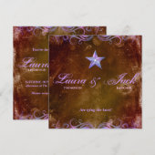 Star Wedding Invitation Brown Paars Kaart (Voorkant / Achterkant)