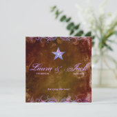 Star Wedding Invitation Brown Paars Kaart (Staand voorkant)