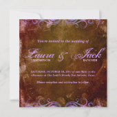 Star Wedding Invitation Brown Paars Kaart (Achterkant)