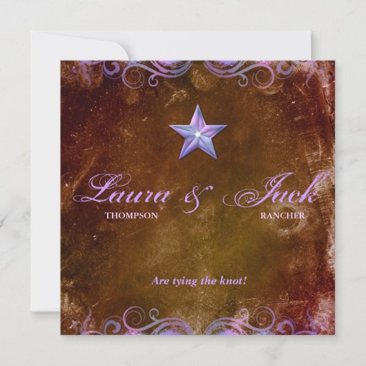 Star Wedding Invitation Brown Paars Kaart (Voorkant)