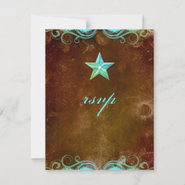 Star Wedding Reply Card Bruin Blauw RSVP Kaartje