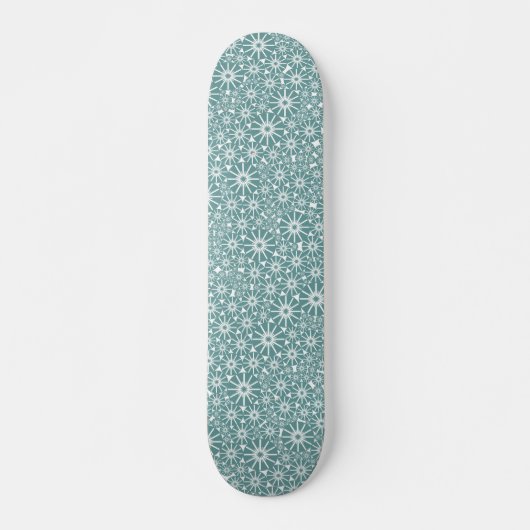 Star Wheel Abstract - Ocean Green op White Persoonlijk Skateboard (Voorkant)