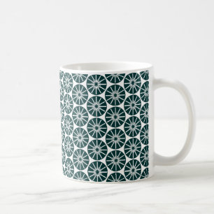 Star Wheel Pattern - Donkergroen op White Koffiemok