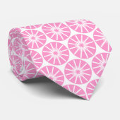 Star Wheel Pattern II - Roze op White Stropdas (Opgerold)