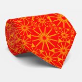 Star Wheel Pattern III - Rood op Oranje Stropdas (Opgerold)