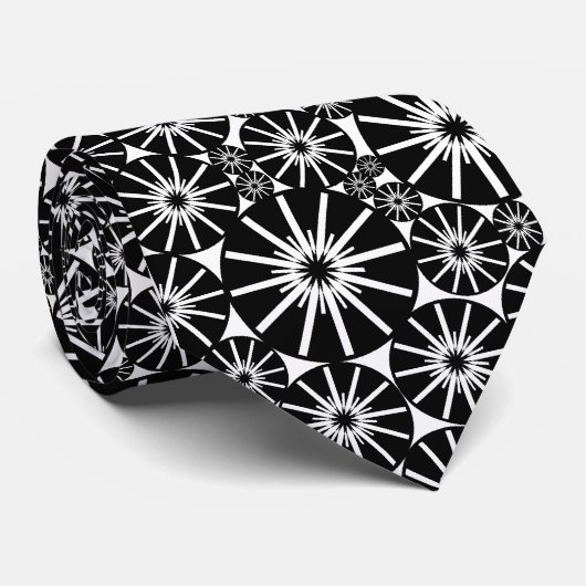 Star Wheel Pattern III: zwart op wit Stropdas (Opgerold)