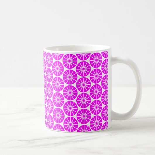 Star Wheel Pattern - Magenta op White Koffiemok (Rechts)