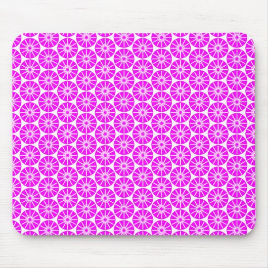 Star Wheel Pattern - Magenta op White Muismat (Voorkant)